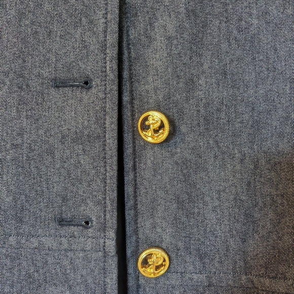 Kasper Dark Grey Cotton Blend Stretchy Jean Gold Gold Anchor Button Blazer (6P) - Picture 4 of 13